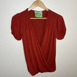 Lure High Fashion Keepsake Burnt Orange Modal Blend Blouse Small